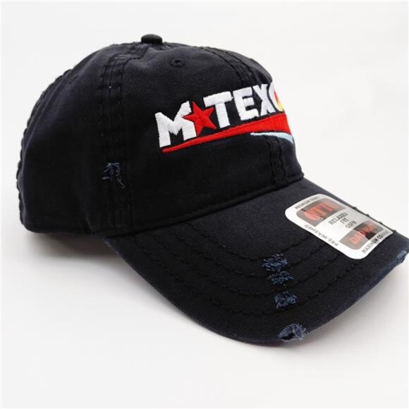 MTEX OIL Cap Embroidered Distressed Dad Hat Unstructured Black Washed Landman